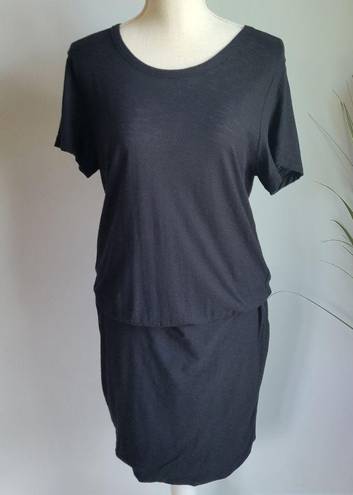 James Perse , New, Black Carbon Blouson Raglan Surf Jersey Midi Dress, XL (4)