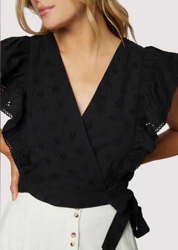 Lost + Wander Arula Black La Luna Eyelet Lace Embroidered Ruffle Blouse A 1X 14