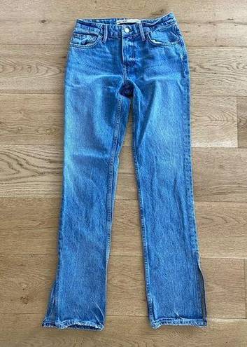 GRLFRND  Split Hem Straight Leg Jeans In Color Melrose