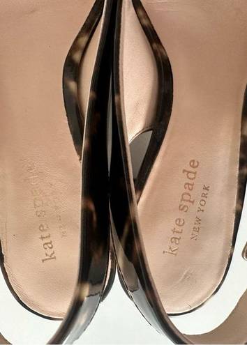 Kate Spade  Mika Tortoise Patent Leather Slingback Low Heel Brown Caramel Size 6