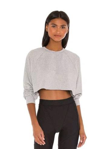 Alo Yoga  Cropped Double Take Pullover Sweater Gray Heather Women's Size S EUC