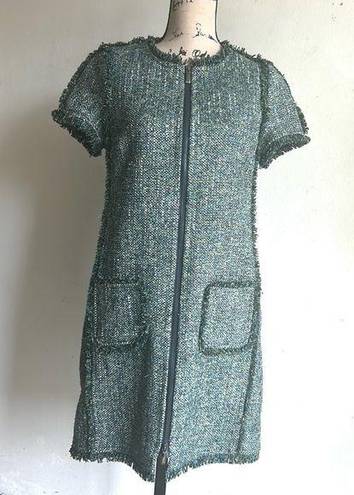 W By Worth  Short Sleeve Fringe Trim Green Dress Size 6