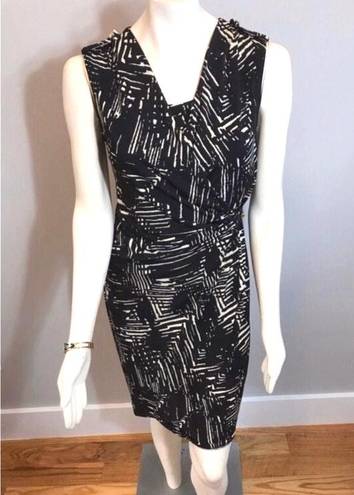 Tiana B Black & Cream Wrap Dress  w/ Studs NWOT