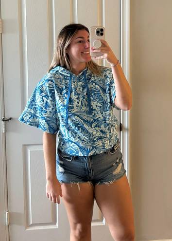 Ivory Ella Pullover Blue Floral Coverup