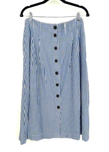 Talbots  Stripe Button Front Pleated Midi Skirt Size 12 NWT $99