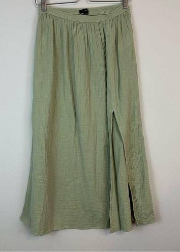 J.Crew  | Sage Green Gauze Cotton Elastic Waist Side Slit Maxi Skirt XS NWT