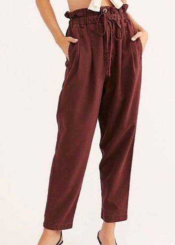 Free People Maroon Paper Bag Pants