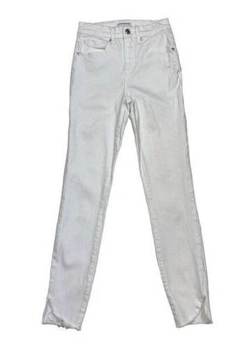 Good American * Good Legs Crop Jeans Size 2/26 White Stretch Casual Tulip Raw Hem