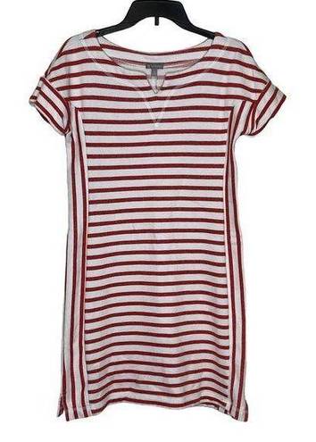 Talbots T by  Women T-Shirt Dress Stripe Shortsleeve Metallic French Terry Red XS