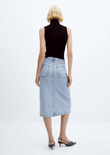 Mango NWT  Denim Midi Skirt With Split