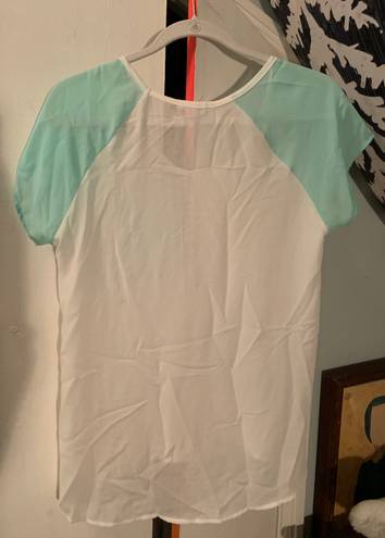 Kirra White & Turquoise Sheer Top