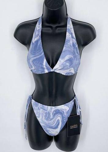 Naked Wardrobe  Swim Blue Smoke String Bikini Swimsuit NEW Sz XL Style NW-W0732