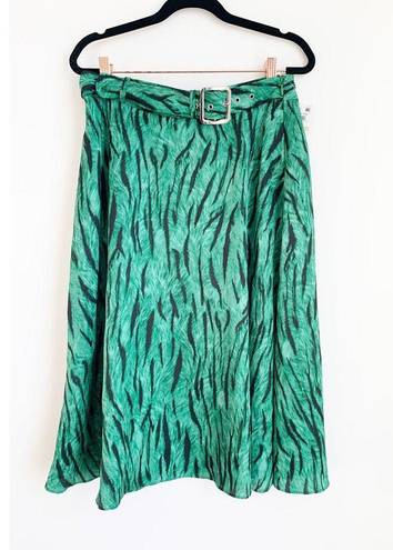 INC  belt print green black midi skirt animal print Size 2 NWT