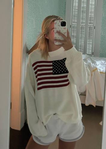 American Flag Sweater White