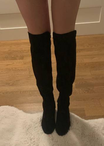 Unisa Black Suede Knee High Boots