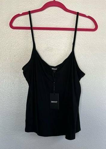 DKNY NWT  Black Camisole Spaghetti Strap Crop Top sz L