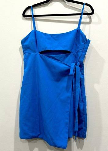 ZARA  Electric Blue Linen Blend Mini Dress/ Romper Size L Brand New w/Tags