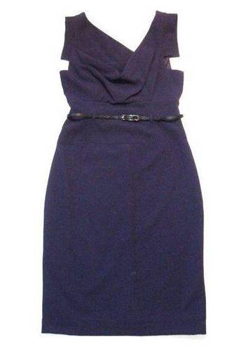 Black Halo NWT  Jackie in Plum Dark Purple Crepe Sheath Dress 8 $375