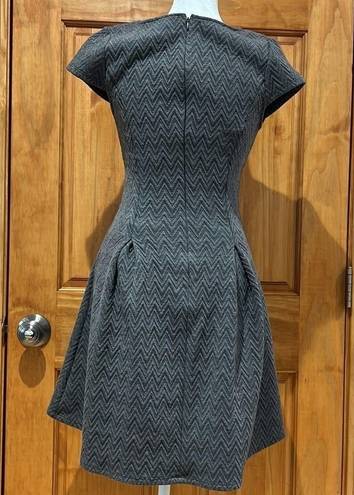 Alya  Fit and Flare Gray Dress Short Sleeve V Neck Dress Woman’s Size Small