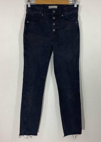 Madewell  10” High Rise Black Skinny Button Fly Distressed Hem Jeans