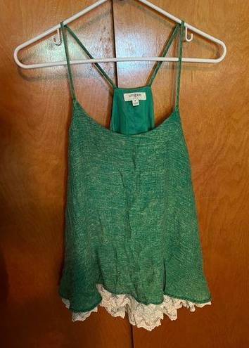 Umgee  green tank top with lace detail size medium