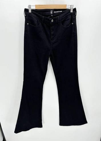 New York & Co. Jeans Women 12 Black Denim High-Waist Flare Cotton Blend Stretch