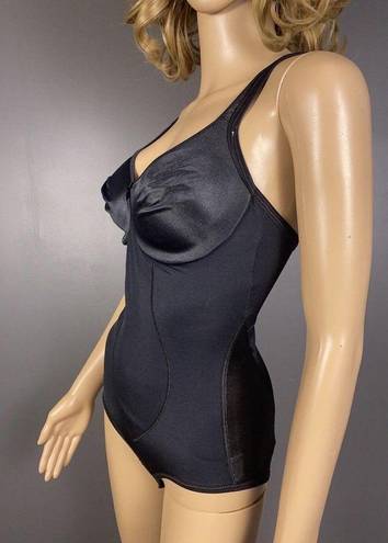 Second Skin Vintage Flexees Bodysuit Size 34C Black  Satin Underwire 5756 Shaper