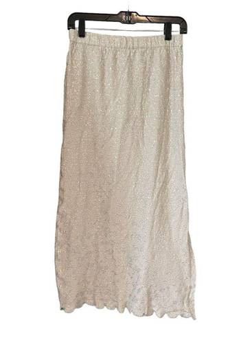 St. John  Evening Marie Gray Shimmer Metallic Knit Maxi Skirt, Sz 10