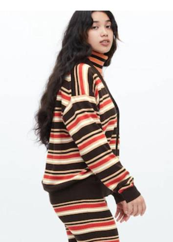 Uniqlo MARNI x  Merino Blend Striped Oversized Cardigan in Dark Brown