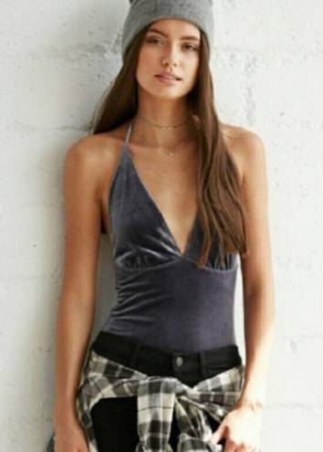 PacSun PACSON VELVET bodysuit halter top XSMALL L.A. Hearts metal gray