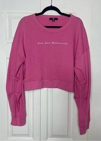 Missguided  Rose Pink Romeo Cropped Pullover Relaxed Sweatshirt Size 12 Large