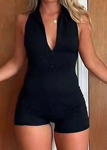 One Piece Black Open Back  Onesie