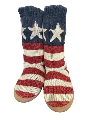 Muk Luks Venessa Stars Stripes Patriot Americana Slippers Shoes Womens Size 7/8