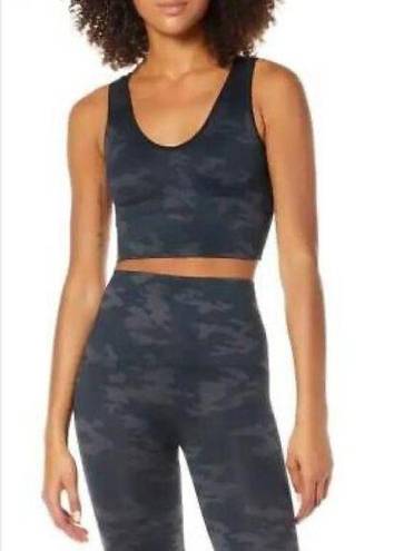 Spanx  Look At Me Now Seamless Crop Tank Sports Bra Black Camo Size Medium