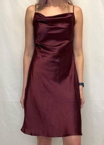 David's Bridal DB Studio Women's Midi Slip Cowl Dress 10 Merlot Burgundy Garnet Red Adjustable