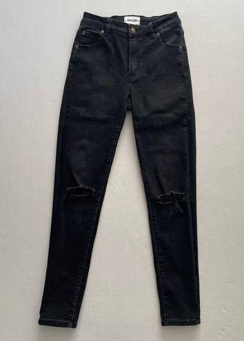 Rolla's  Jeans Womens 27 Black Westcoast Super Skinny Distressed Mid Rise Stretch