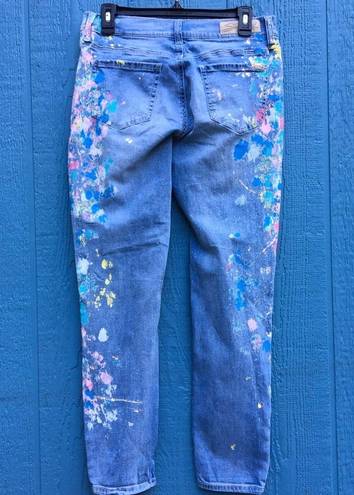 Seven7  Light Wash Factory Distressed Paint Spatter Straight Leg Jeans Size 27