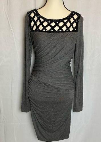 Tracy Reese Plenty By  Embellished Long Sleeve Shift Dress Size Medium