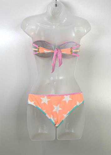 Agua Bendita  Bikini Bandeau Star Print Orange