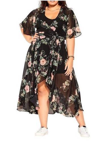 City Chic  Black Vineyard Floral Maxi Dress Sz.XXL(24) NWT