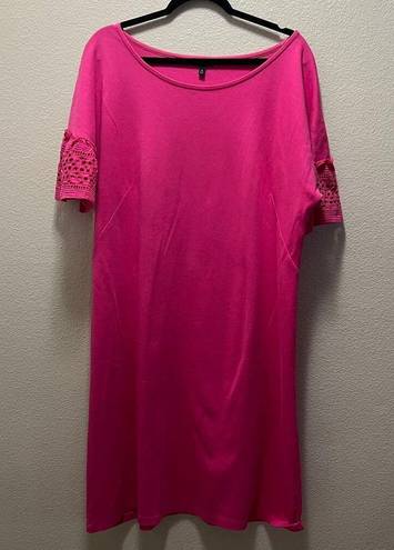 Talbots  Shift Sheath Knit Knee Length Crochet Sleeve Short Sleeve Dress Size XL