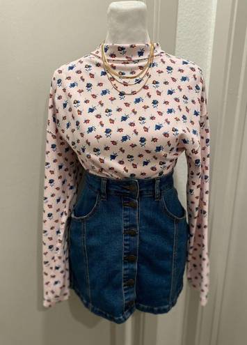 Krass&co VTG 90s G.H. Bass & . Cottage Floral Small Print Long Sleeve Turtleneck Top