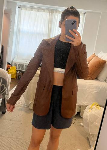 Naked Wardrobe Brown Faux Leather Blazer