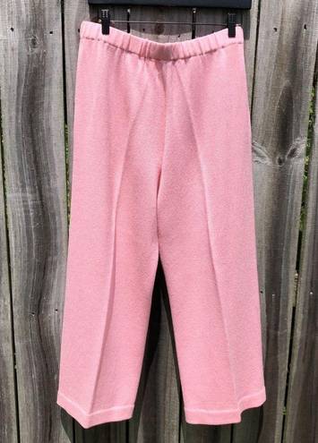 St. John  Medium Wool Drawstring Wide Leg Pants Pink Sport Pointelle Pocket