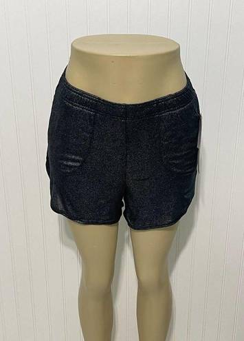 Good American  Women's The Running Short Moonlight Metallic Sparkle Black 0 XS