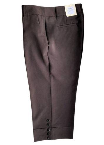 Dress Barn NWT ~  Brown Crop Button Bottom Capri Dress Pants ~ Women's Size 12
