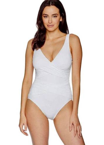 Tommy Bahama New.  white cross front swimsuit. Size 14. Retail $140