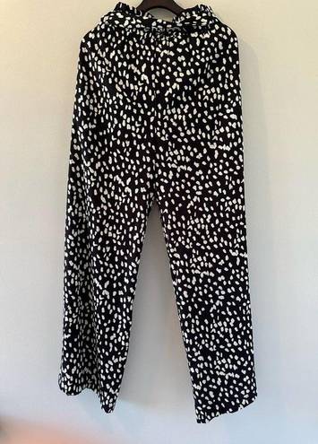 Lulus  Spotted You Black Leopard Print Paperbag Waist Pants Medium