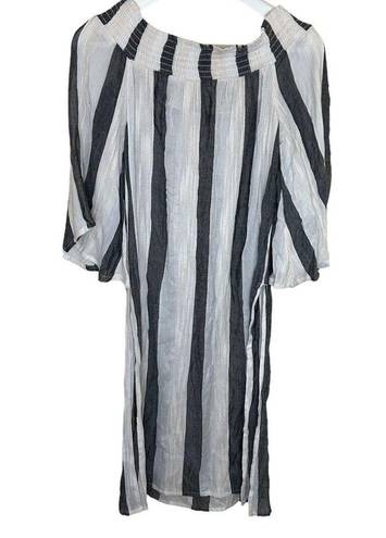 l*space L* Izzy Striped Smocked Coverup Womens Size M Off The Shoulders Side Slits