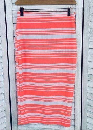 Brat Star  Neon Striped Pencil Skirt Small White Pink